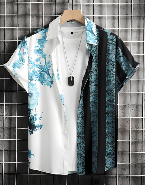 Contrast Bloom Printed Casual Shirt
