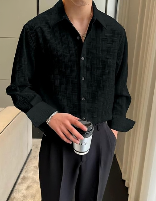 BlackFold – Men’s Regular Fit Textured Shirt