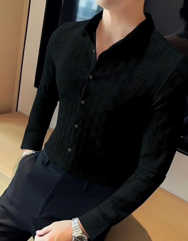 BlackFold – Men’s Regular Fit Textured Shirt