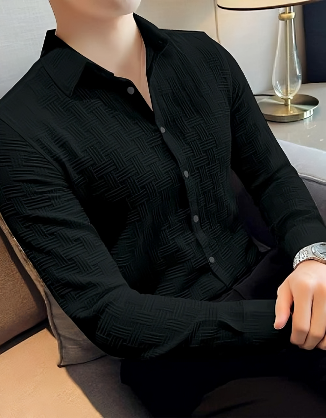BlackFold – Men’s Regular Fit Textured Shirt